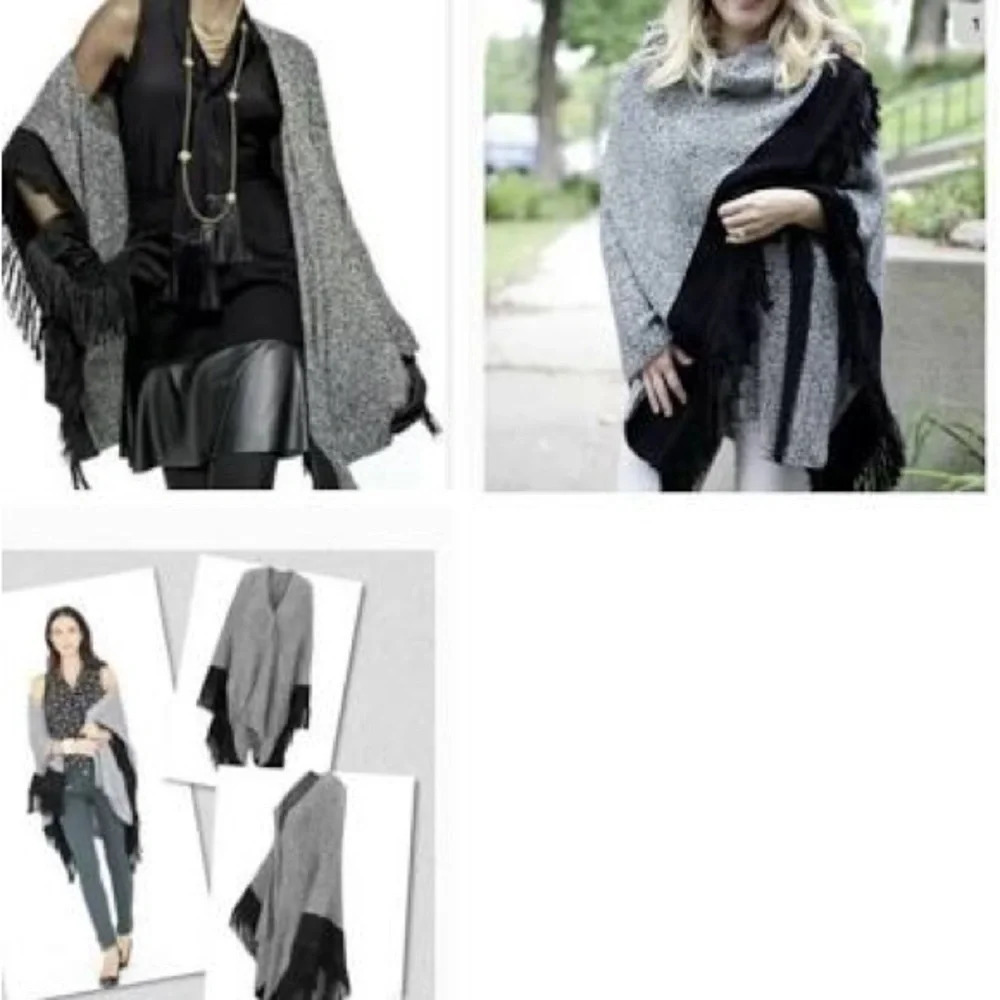 Cabi Pepper Cape Wrap Shawl Sweater in Peppercorn - Size O/S